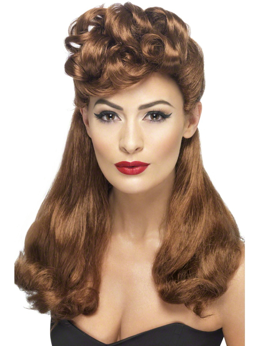 1940s Pin Up Wigs Ladies Fancy Dress WW2 40s Wartime Womens Costume