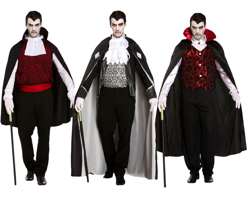 Dracula + Vampire Fangs Mens Fancy Dress Halloween Spooky Adults