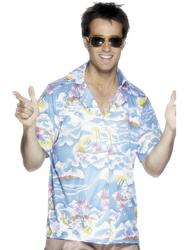 View Item Mens Blue Hawaiian Party Stag Fancy Dress Costume Shirt