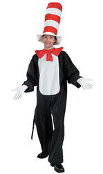View Item Adults' Cat in the Hat Fancy Dress Costume & Hat