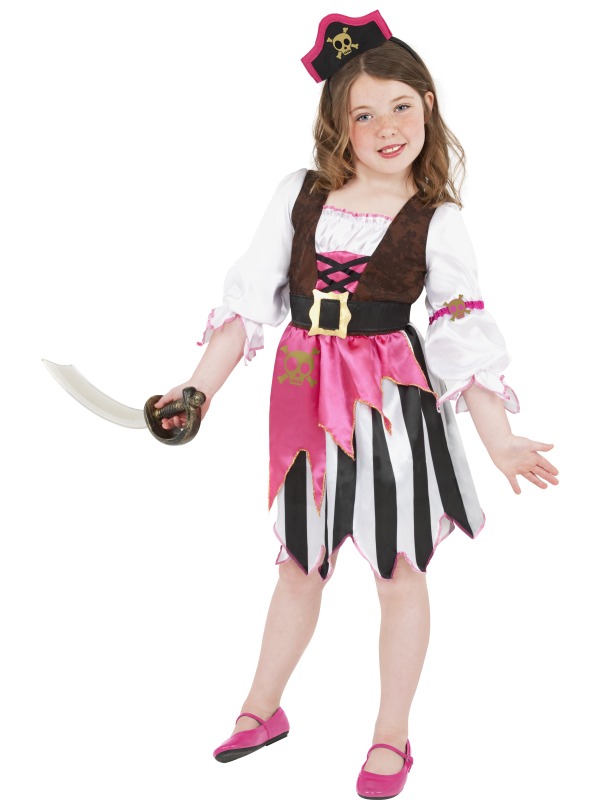 Pretty Pink Pirate Girl Fancy Dress Kids Child Costume Girls Ages 412