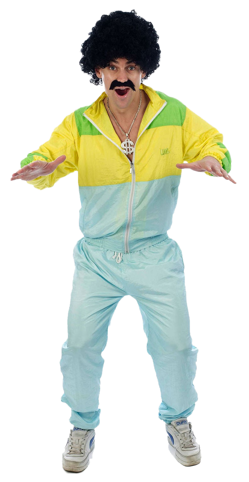 Shell Suit 80s Scouser Fancy Dress 1980s Party Mens Tracksuit Costume