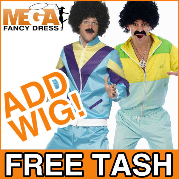 Shell Suit 80s Scouser Fancy Dress Tracksuit  Mens Costume Adult Outfit 