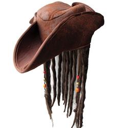 View Item Caribbean Pirate Hat With Hair