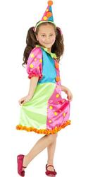 View Item Girls' Miss Brighty Buttons Clown Fancy Dress Costume