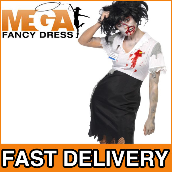 Zombie Secretary Ladies Halloween Fancy Dress Office Costume Outfit UK 8-16