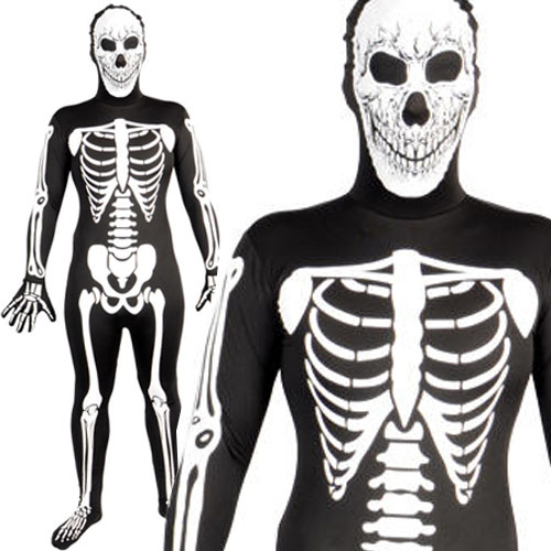 Skeleton Glow in Dark Skin Suit Fancy Dress Bodysuit Halloween Skinz Costume eBay