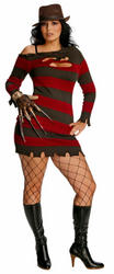 View Item Ladies' Ms Freddy Krueger Plus Size Halloween Fancy Dress Costume