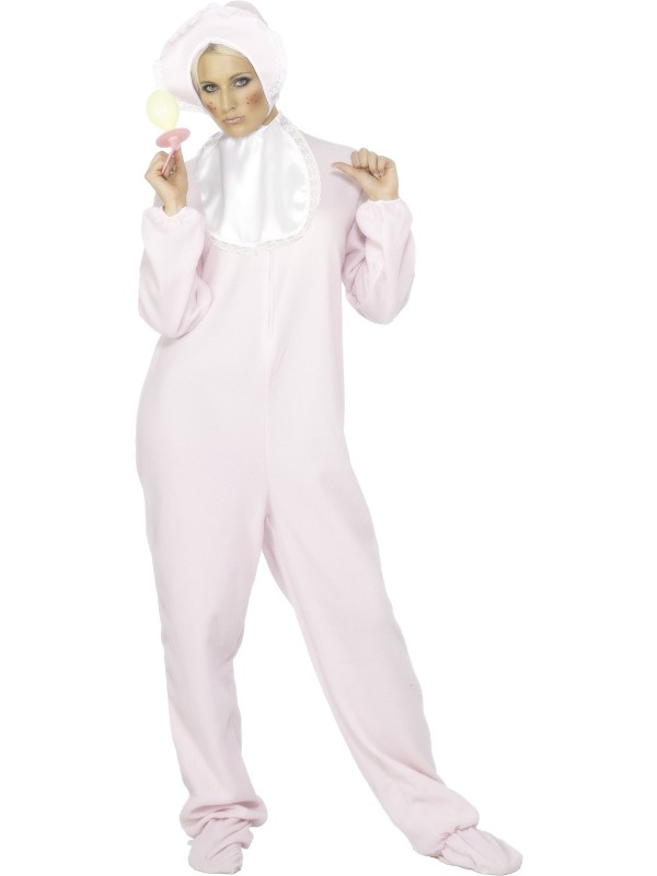 Adult Pink / Blue Baby Romper Fancy Dress Mens Ladies Costume Suit