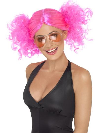 Ladies' 1980s Pink Bunches Wig