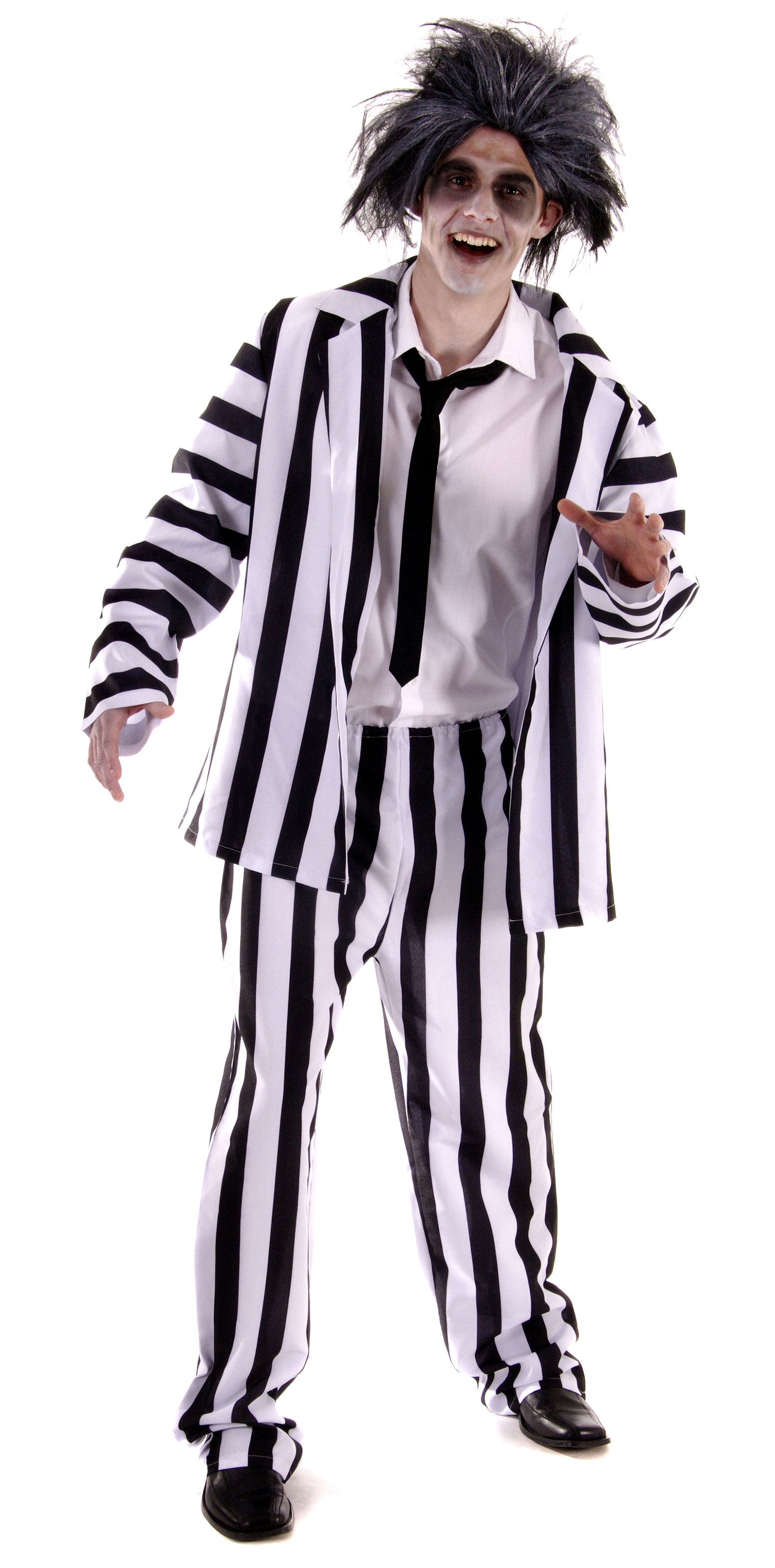 Crazy Ghost Mens Fancy Dress Halloween Costume + Beetlejuice Beetle