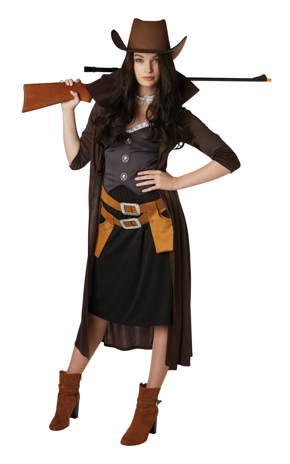 Gunslinger Ladies Fancy Dress Wild West Cowgirl Western Adults Costume 