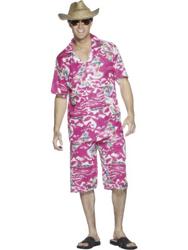 View Item Men's Pink Hawaiian Shirt and Shorts Set