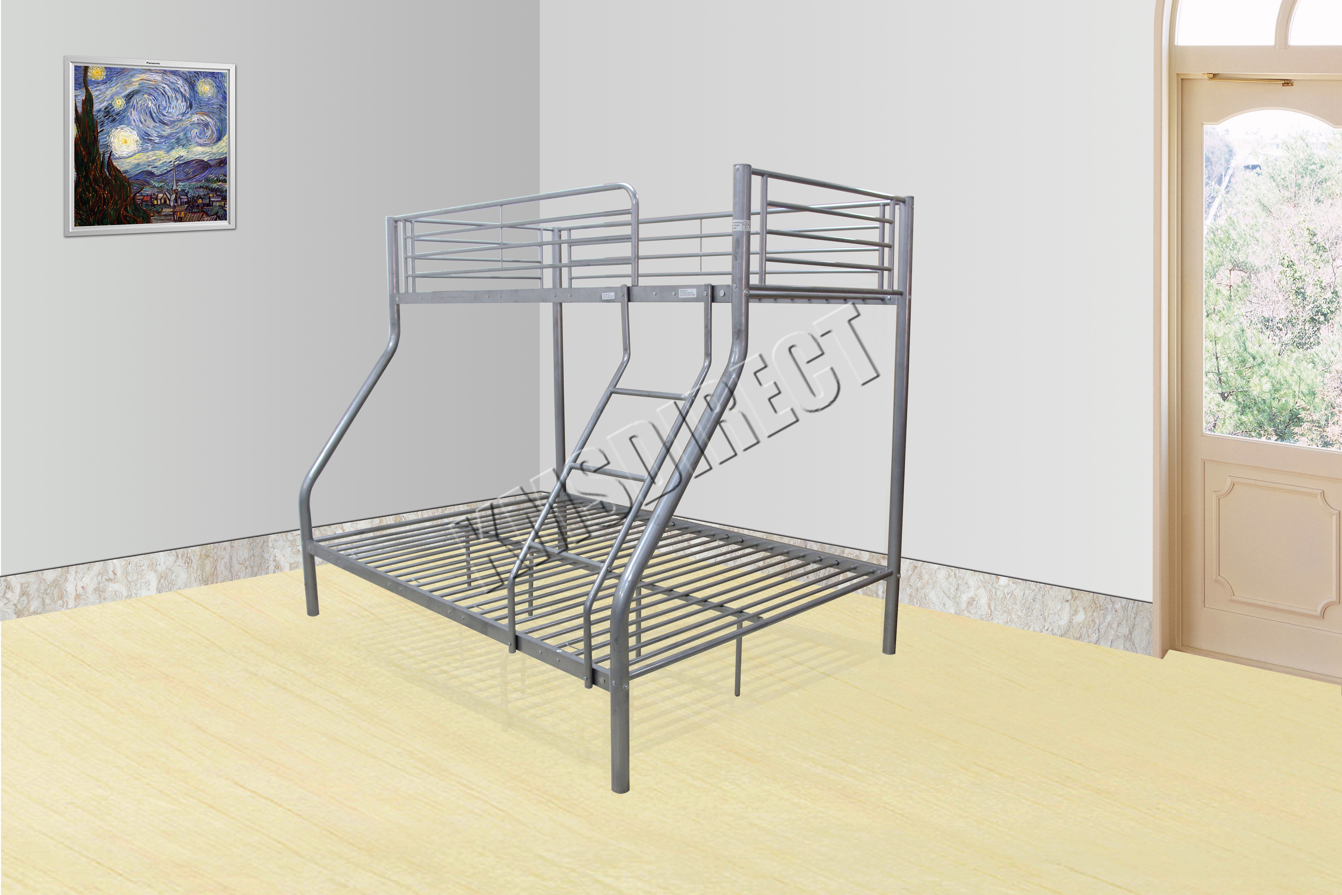 FoxHunter Bunk Bed Single Double Triple Children Metal Sleeper Frame No