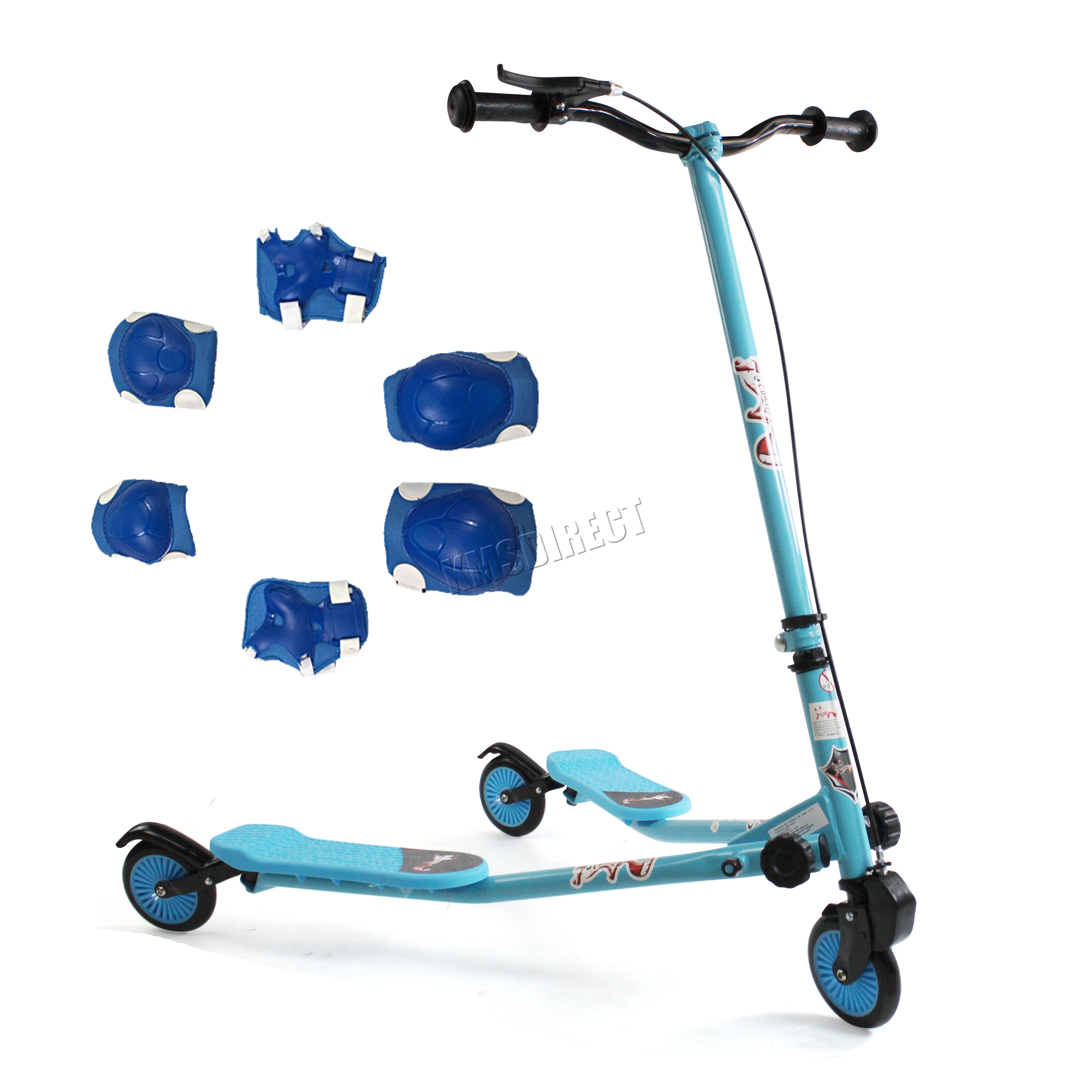 Blue 3 Wheel Mini Swing Tri Motion Slider Winged Push Scooter For Kids