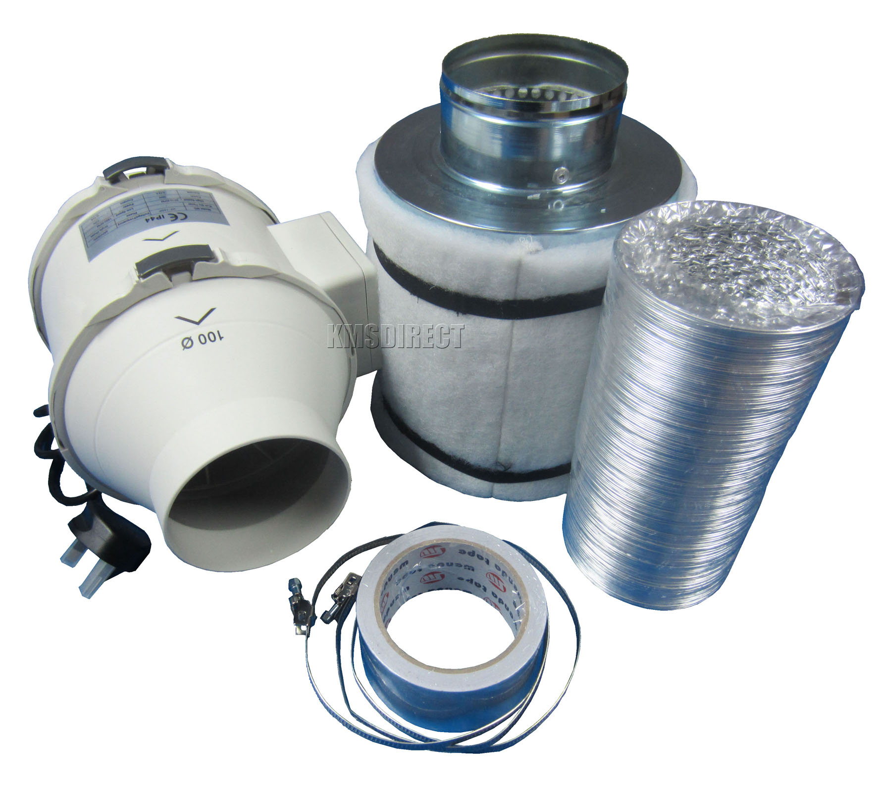 Hydroponic Grow Tent inline Ventilation Kit 4" 100mm Carbon Filter Fan