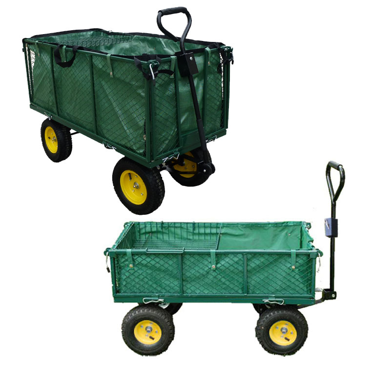 Garden Heavy Duty Utility 4 Wheel Trolley Cart Dump Wheelbarrow Tipper