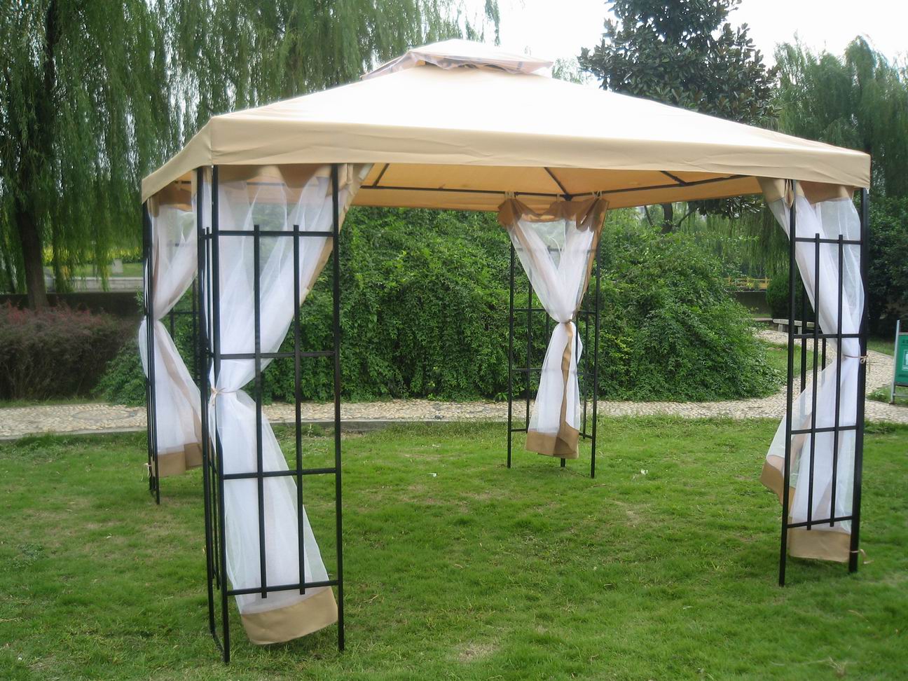 3 x 3m Patio Metal Gazebo Canopy Tent Pavilion Garden Outdoor Awning Marquee New  eBay