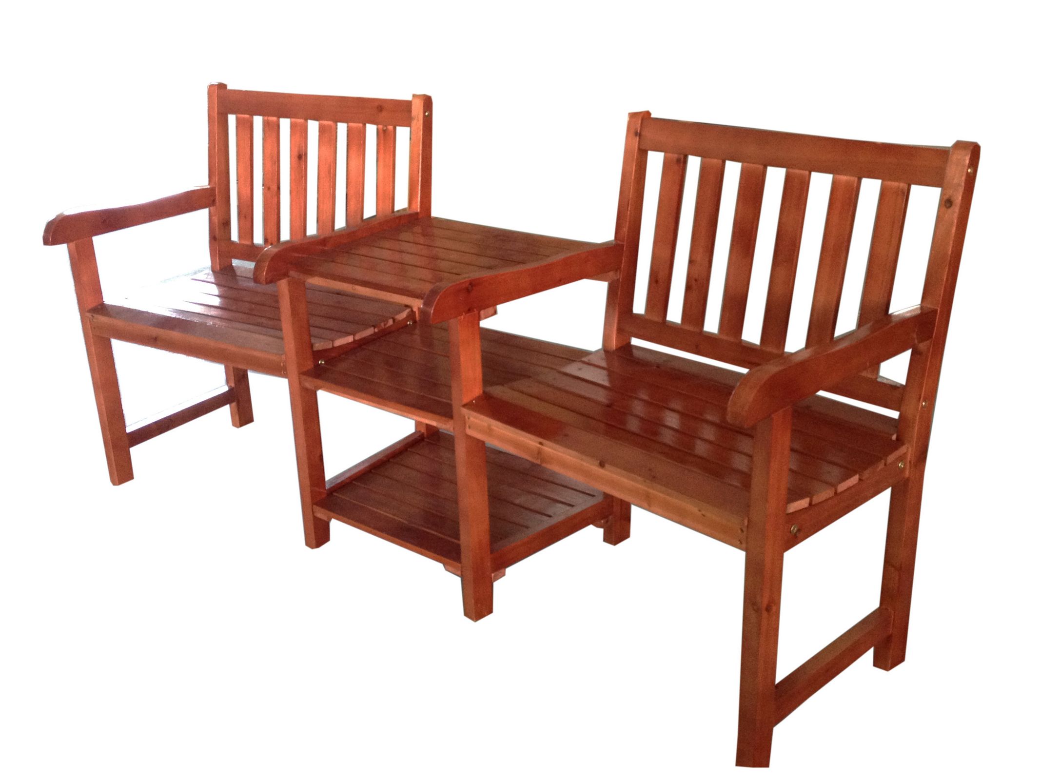 2 Seater Wooden Companion Bench Chair Table Tawny Outdoor furniture