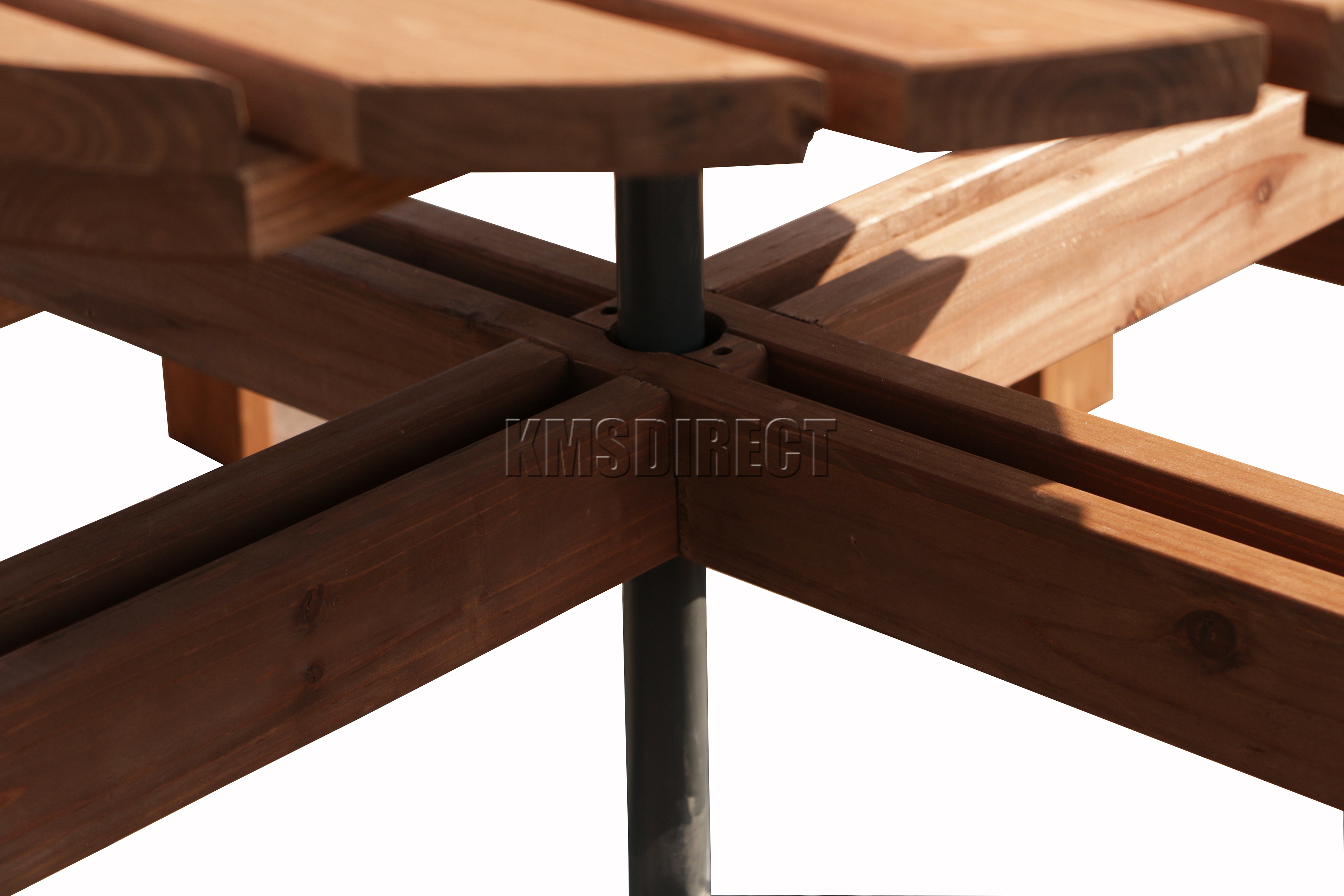 Garden Patio 8 Seater Wooden Pub Bench Round Picnic Table Garden Patio 8 Seater Wooden Pub Bench Round Picnic Table Furniture Brown New