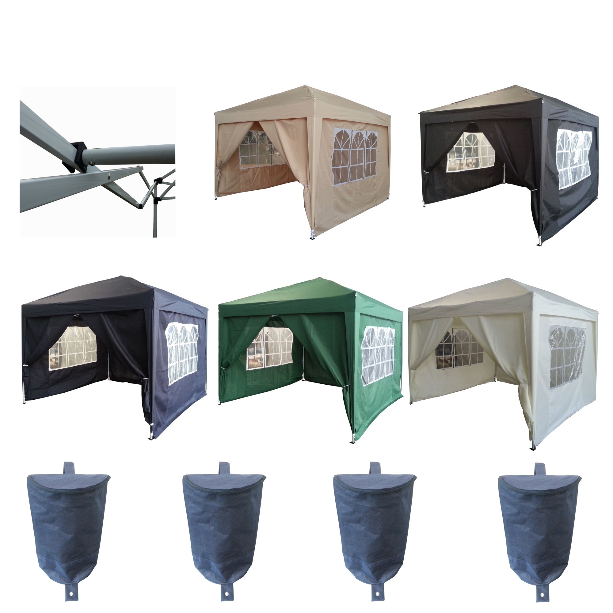 Pop Up Garden Gazebo Waterproof 3x 3m Folding Party Tent Support Beam