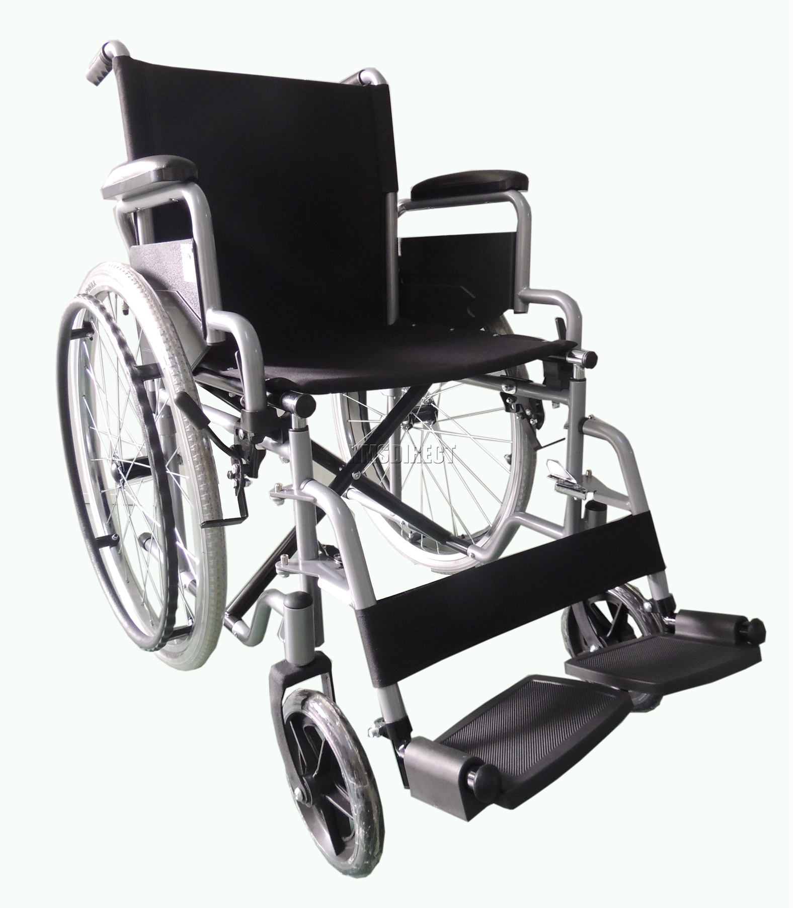 FoxHunter Silver Self Propelled Folding Lightweight Transit Wheelchair