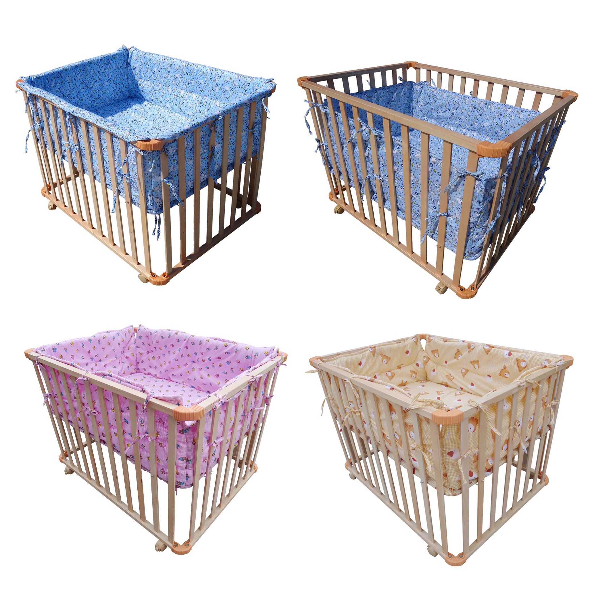 FoxHunter Height Adjustable Baby Playpen Play Pen Cot Bed Cushion