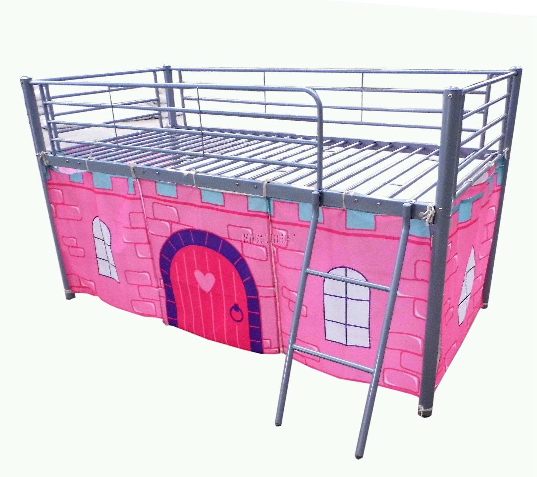 FoxHunter Single Childrens Metal Mid Sleeper Cabin Bunk Bed Kids Tent