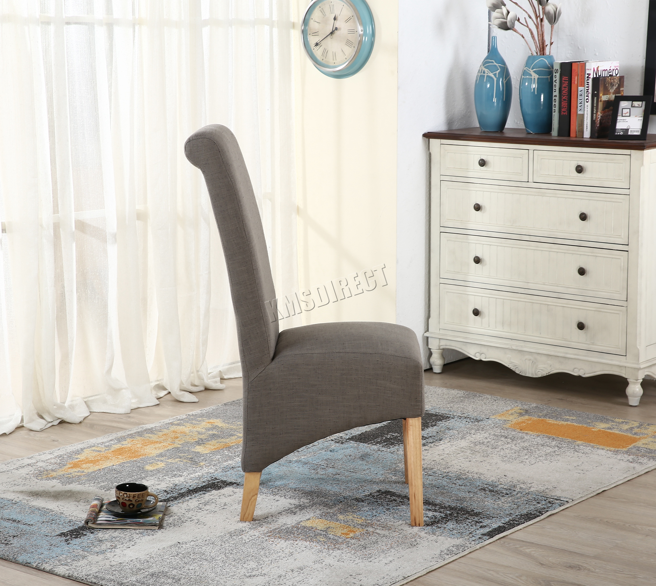 Foxhunter New Linen Fabric Dining Chairs Roll Top Scroll High Back - Sentinel Foxhunter New Linen Fabric Dining Chairs Roll Top Scroll High Backspringed Seat foxhunter new linen fabric dining chairs roll top scroll high back - sentinel foxhunter new linen fabric dining chairs roll top scroll high backspringed seat