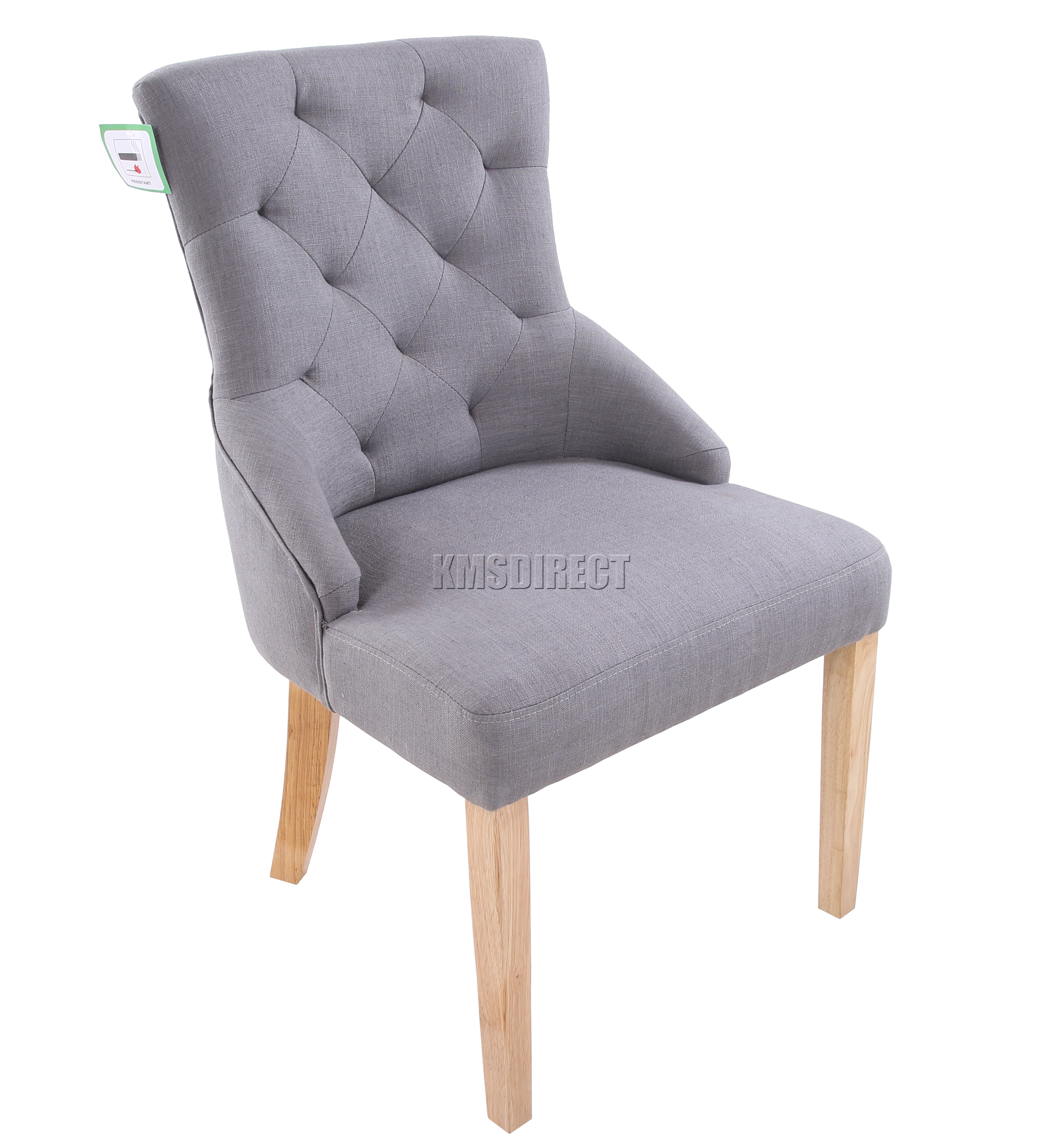 FoxHunter New Grey Linen Fabric Dining Chairs Scoop Tufted Back Office DCF04 x2 eBay