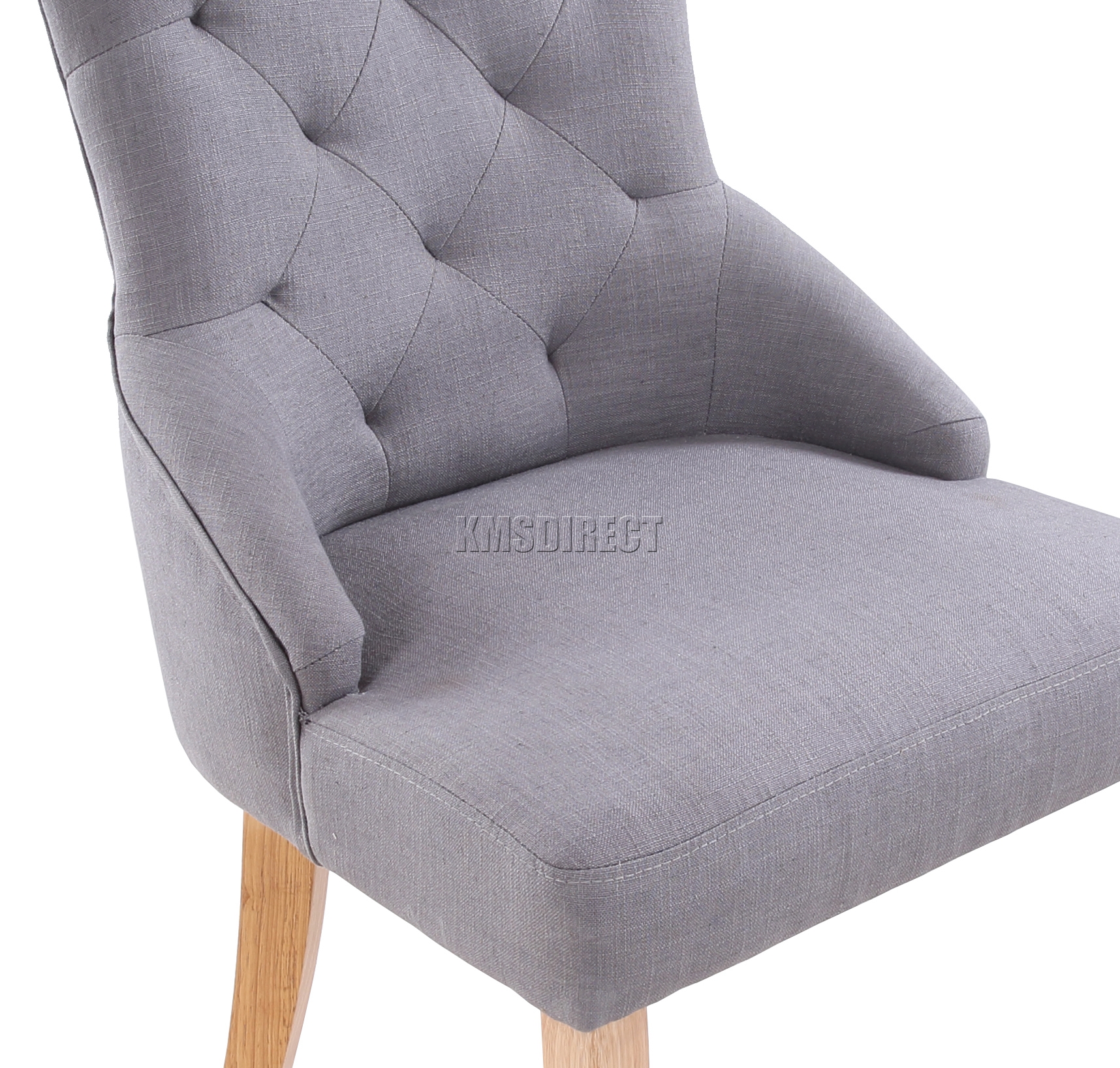 FoxHunter New Grey Linen Fabric Dining Chairs Scoop Tufted Back Office DCF04 x2 eBay