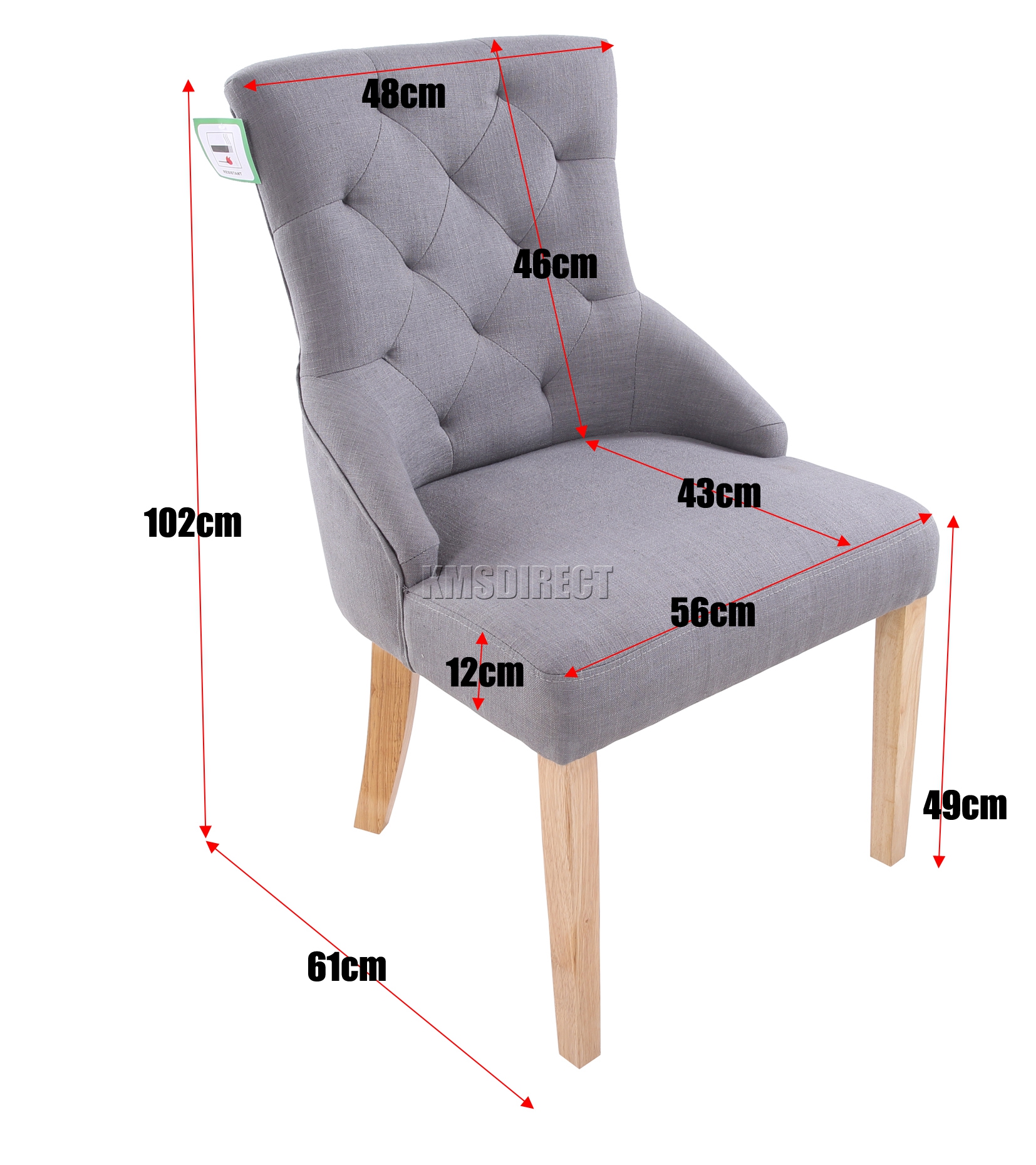 FoxHunter New Grey Linen Fabric Dining Chairs Scoop Tufted Back Office DCF04 x2 eBay