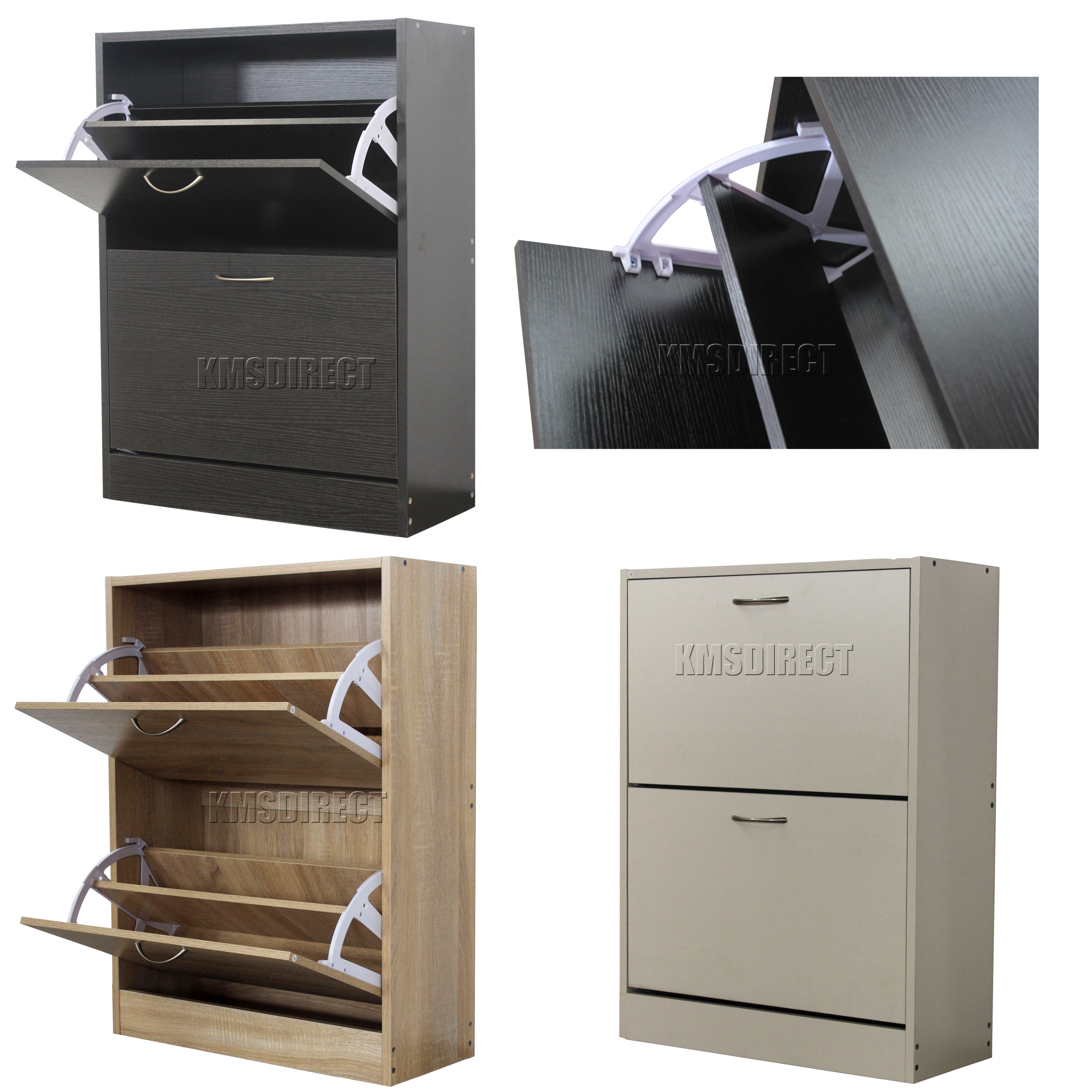 FoxHunter Wooden Shoe Storage 2 Drawer Footwear Stand Rack Unit