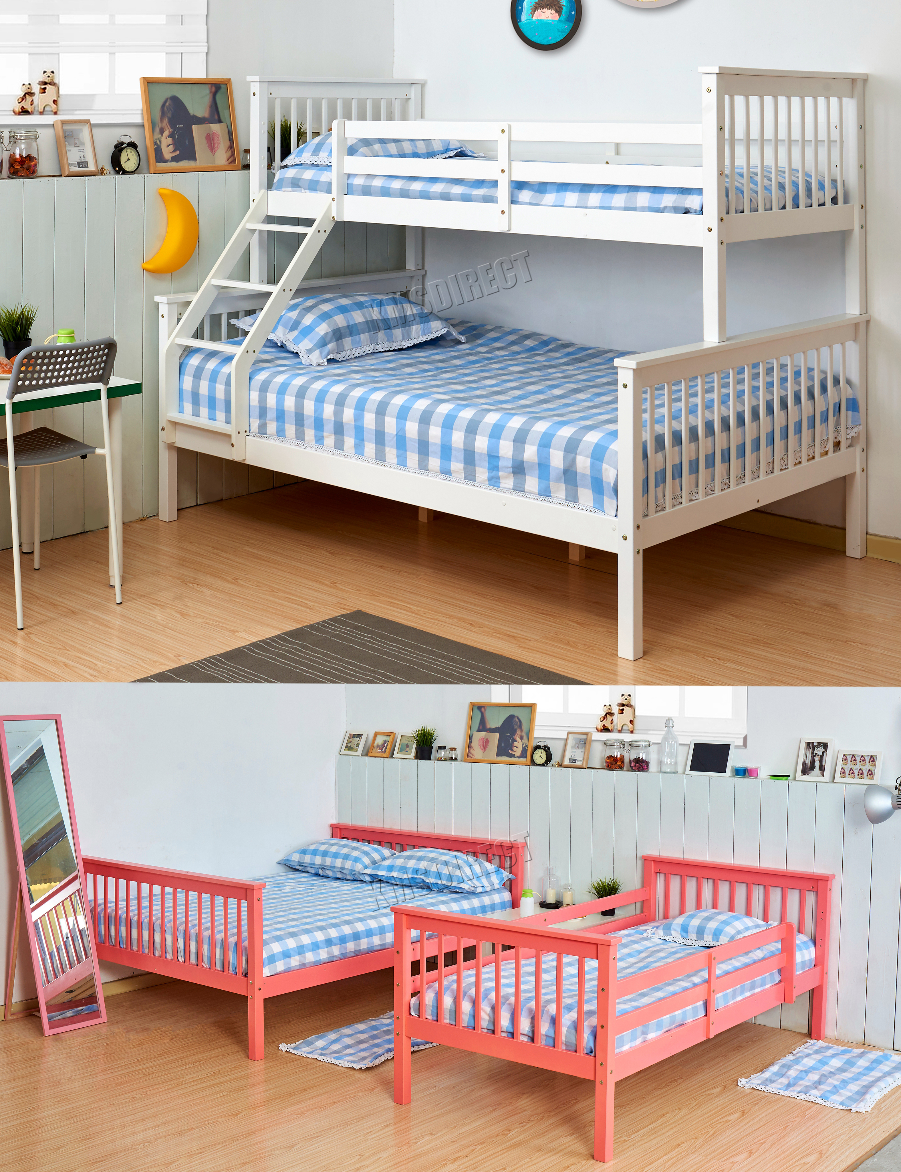 Foxhunter a castello letto cornice in legno bambini triplo sleeper ... Telaio letto