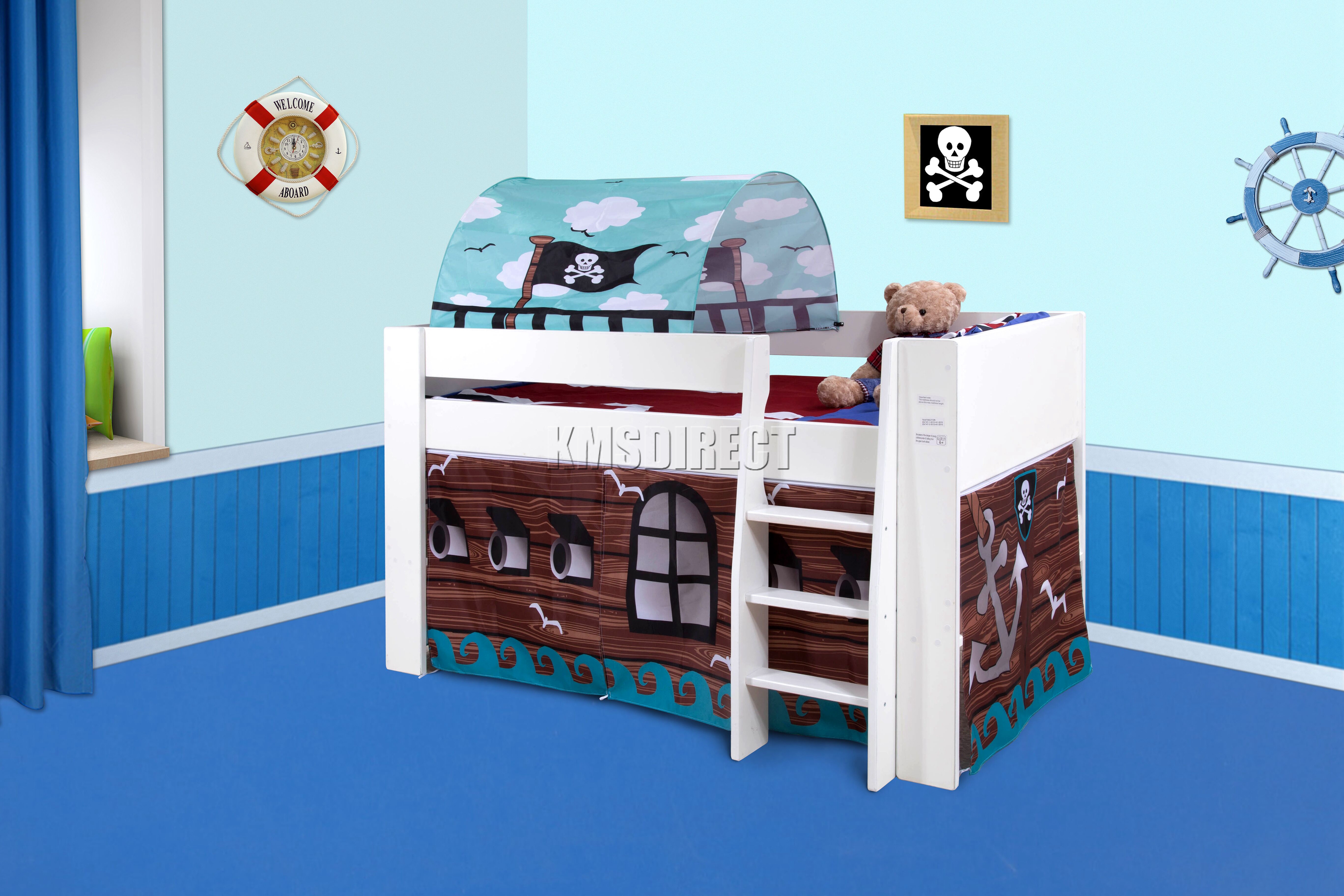 FoxHunter Wooden Mid Sleeper Cabin Bunk Bed Kids Tent Single 3FT Pine Frame New eBay