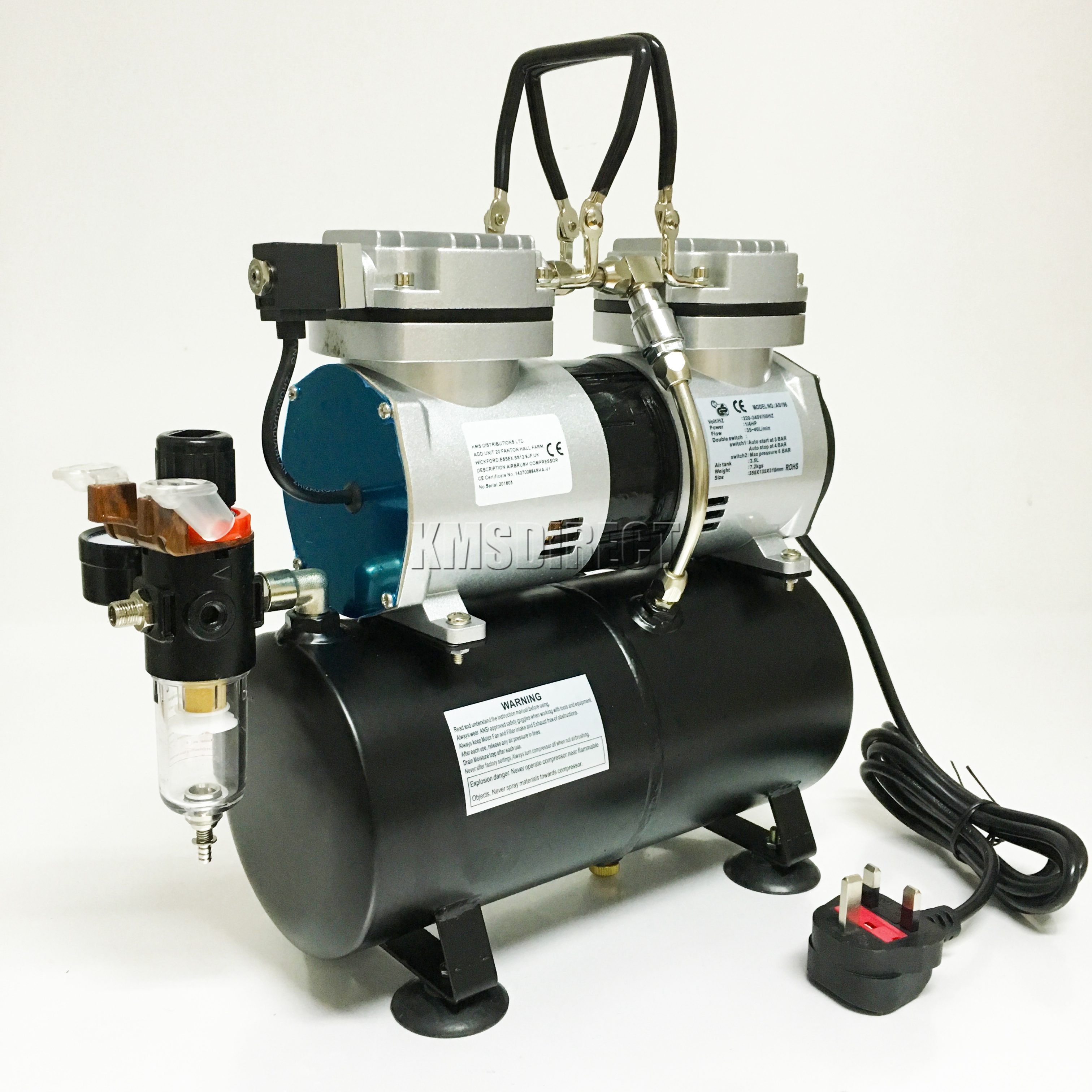 FoxHunter Airbrush Kit AS196 with Twin Compressor with Tank Paint Nail