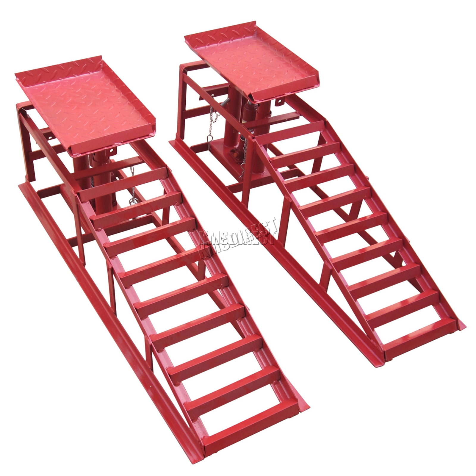 FoxHunter Vehicle Car Ramp Lift 2 Ton Hydraulic Jack Garage Heavy Duty Red x 2 eBay