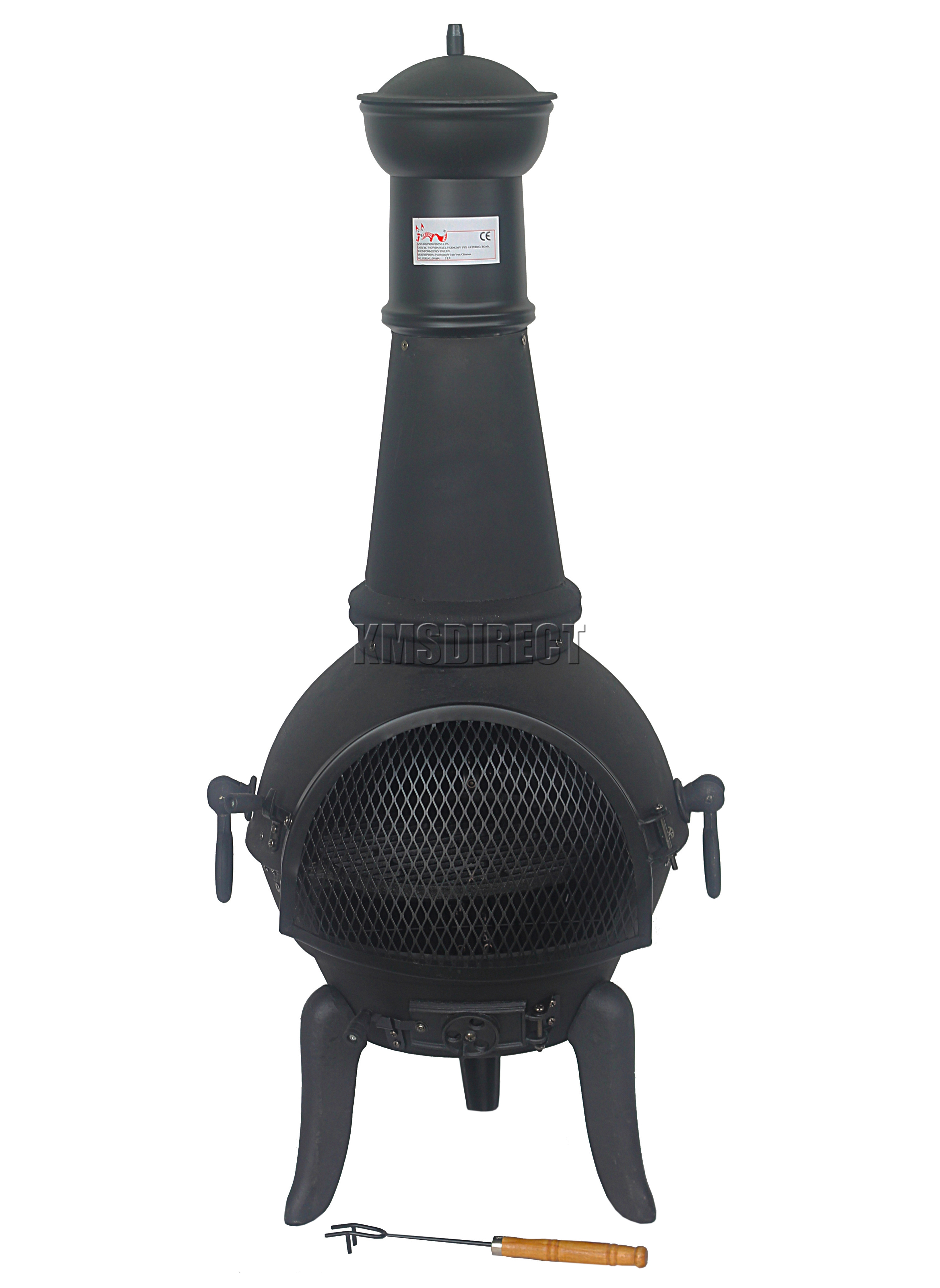 FoxHunter Black Cast Iron Steel Chimenea Chiminea Chimnea Heater Fire