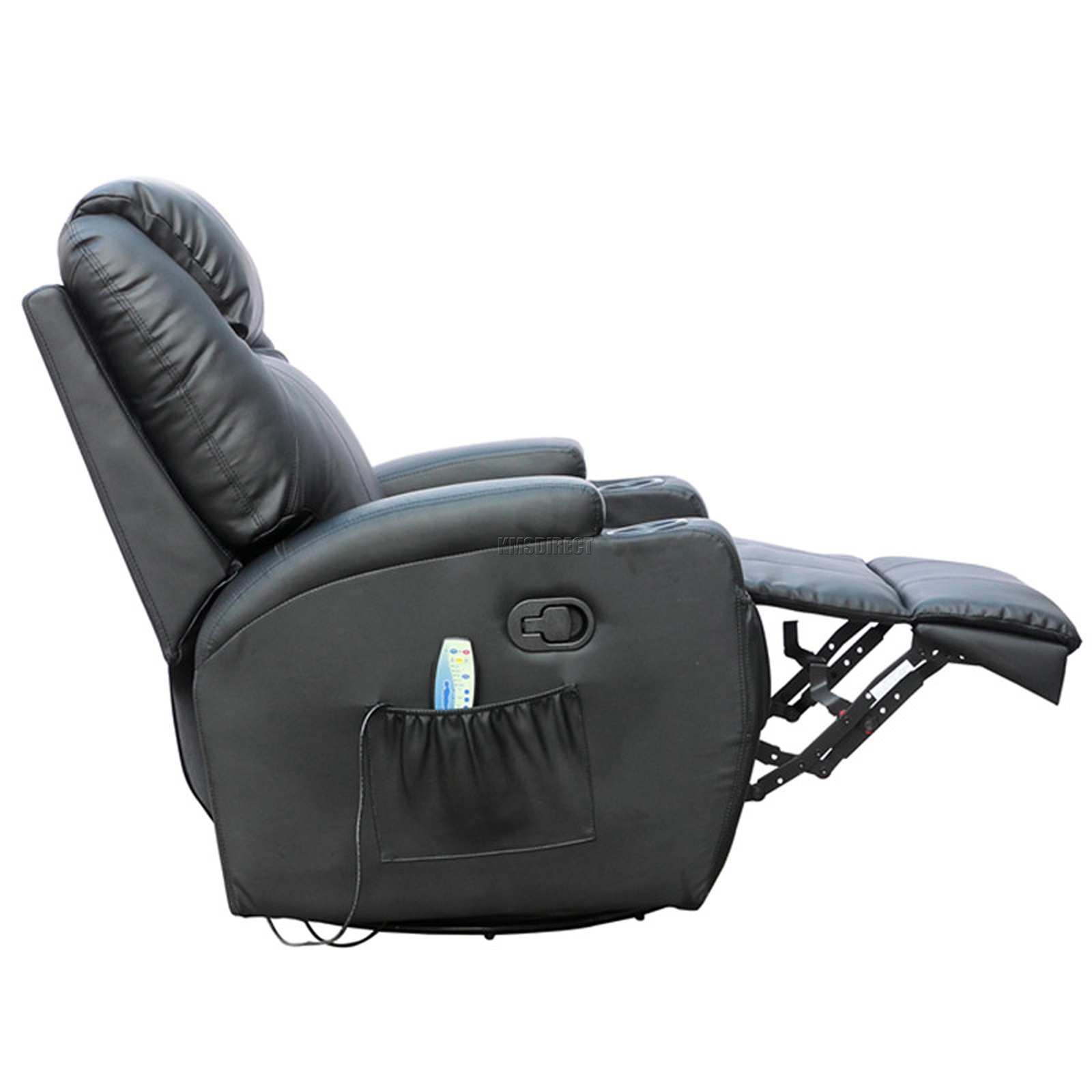 FoxHunter Black Bonded Leather Massage Cinema Recliner Sofa Chair