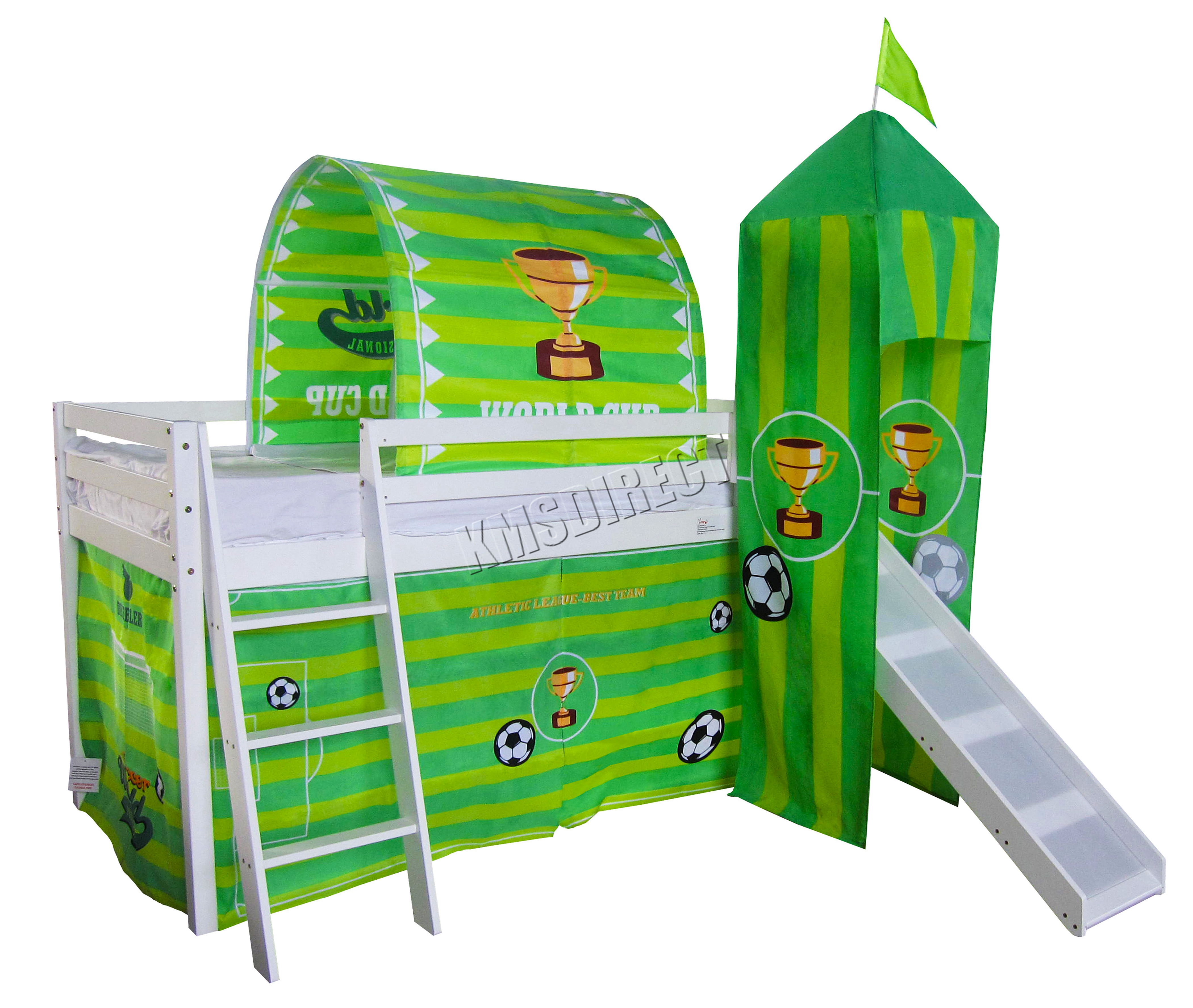 FoxHunter Children Wooden Mid Sleeper Cabin Bunk Bed Tent Single 3FT