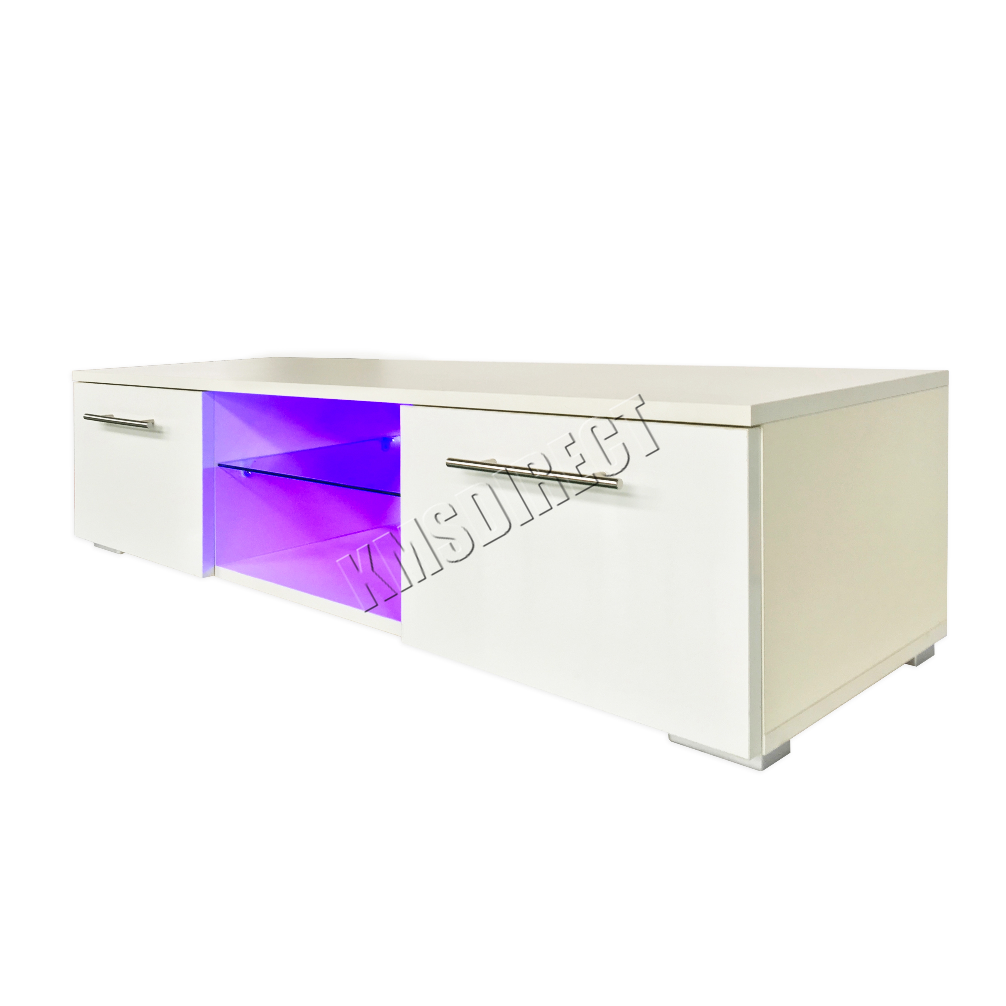 FoxHunter Modern High Gloss Matt TV Unit Stand Blue LED Light