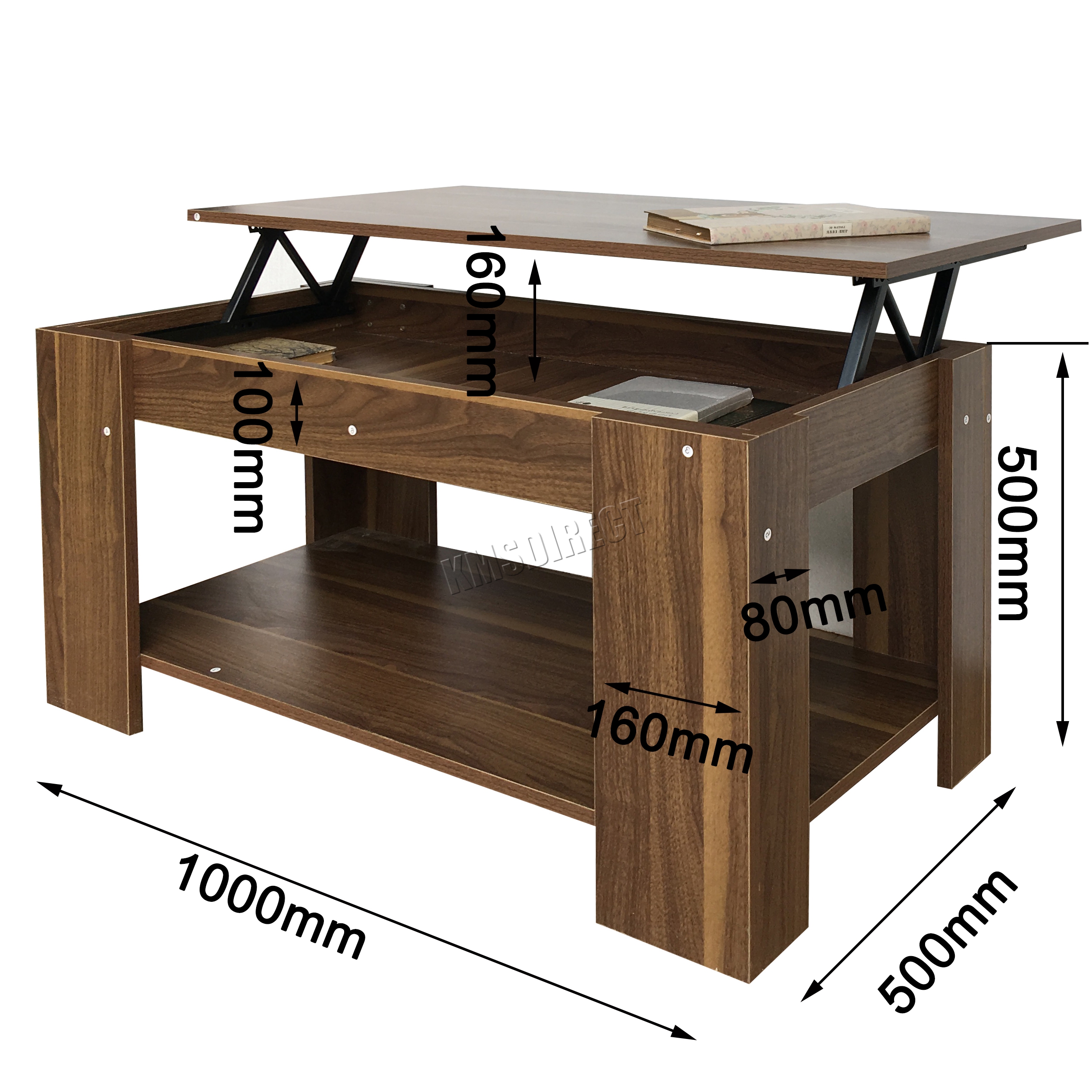 FoxHunter Lift Up Top coffee Table MDF With Storage and Shelf Living