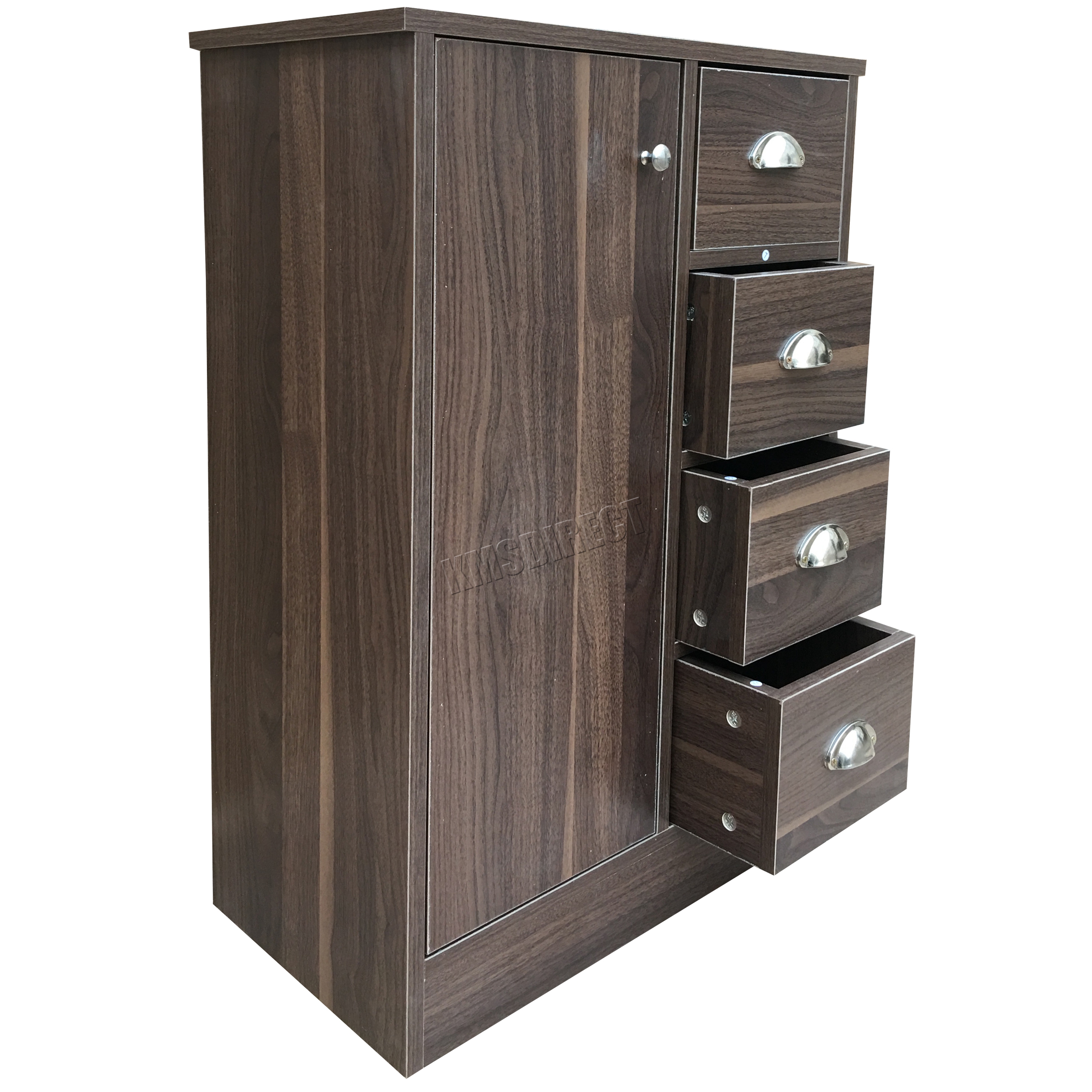 FoxHunter 4 Drawer 2 Shelves Wooden Bathroom Storage Cupboard