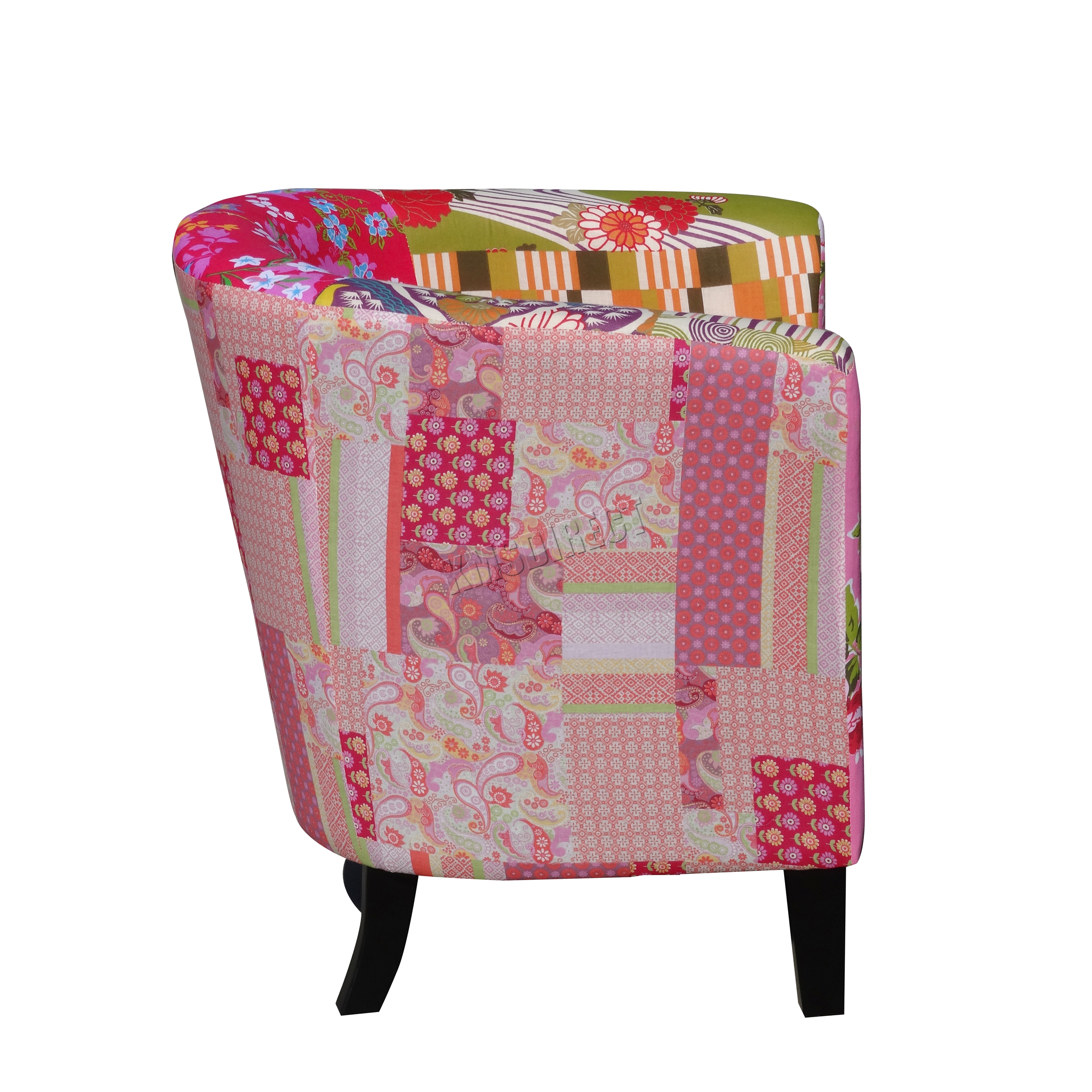 FoxHunter Patchwork Tub Chair Fabric Vintage Armchair Seat Dining room PC055