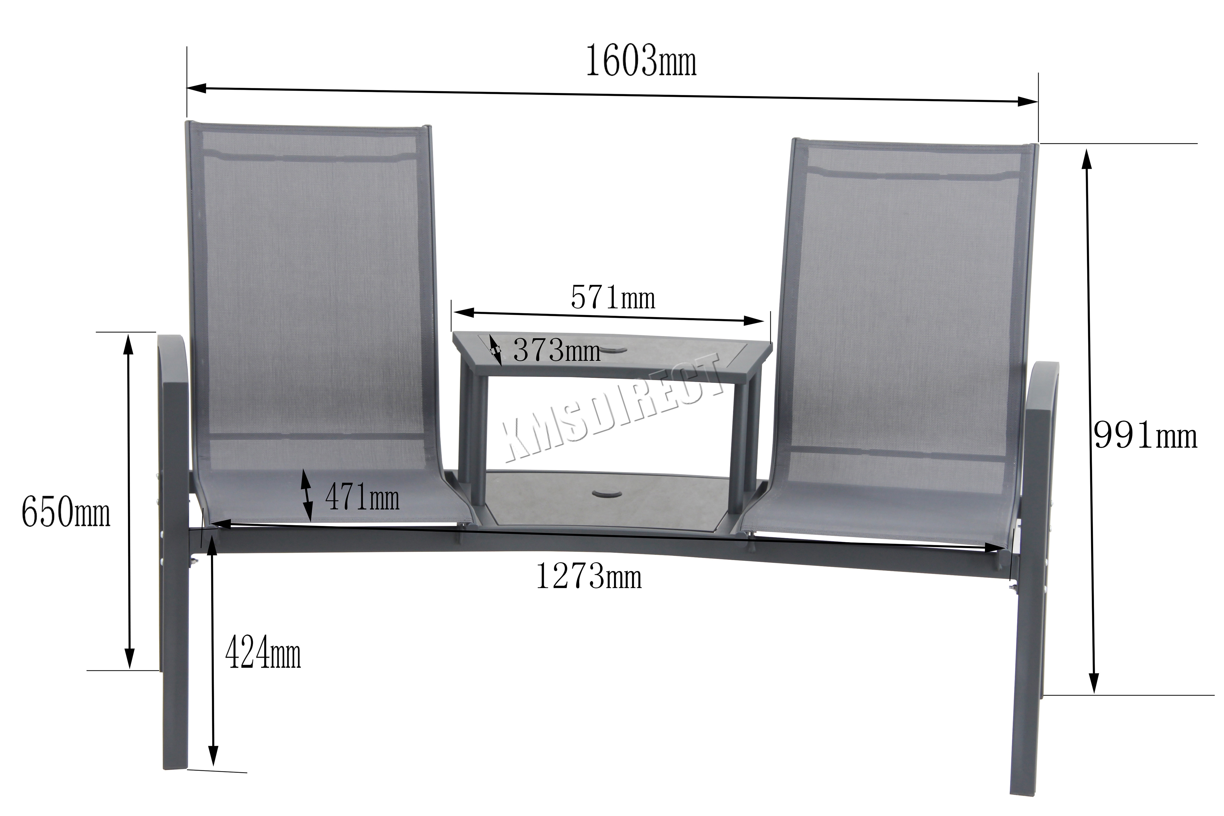 FoxHunter Outdoor Garden Love Seat Patio Twin Companion Glass Table