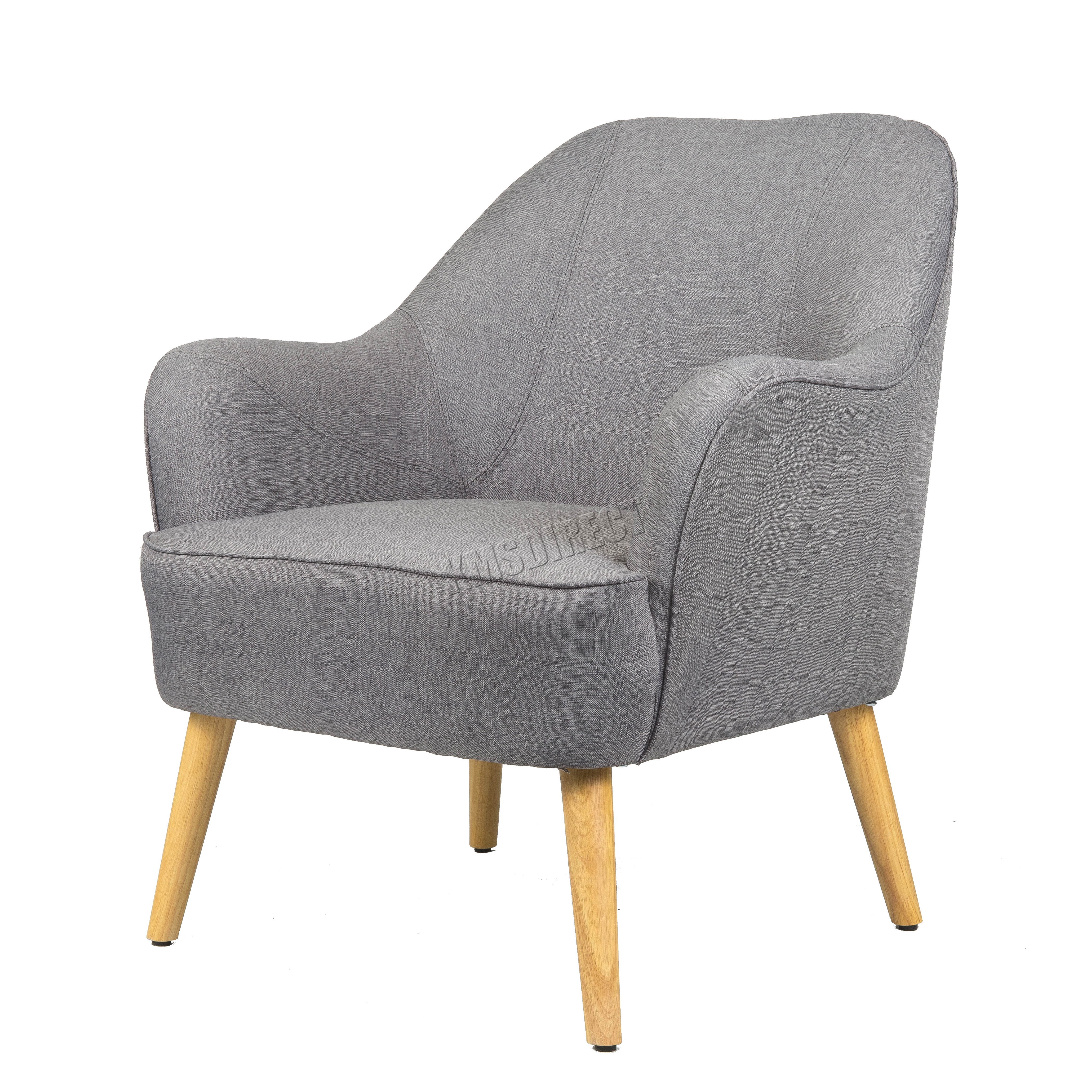 FoxHunter Linen Fabric Tub Chair Armchair Dining Living Room Lounge