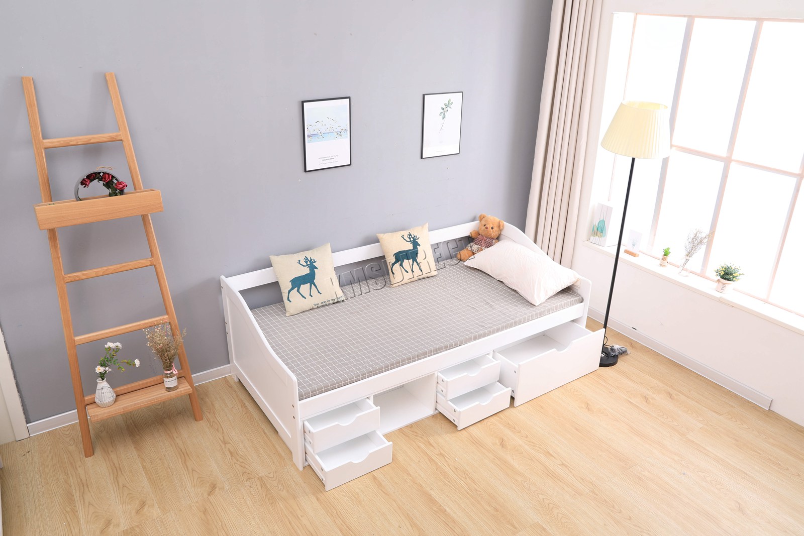 Lit Simple Structure en bois massif sans matelas avec 5 tiroirs DSW03 environ 0.91 m Westwood 3 FT