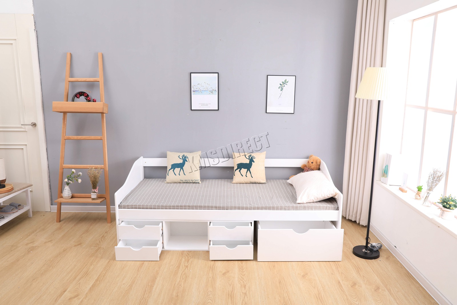 Lit Simple Structure en bois massif sans matelas avec 5 tiroirs DSW03 environ 0.91 m Westwood 3 FT