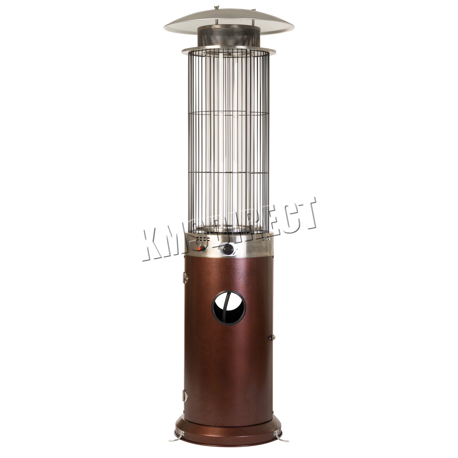 FoxHunter gaz chauffage de terrasse spirale flamme tube de verre enduit de poudre Martelé Acier