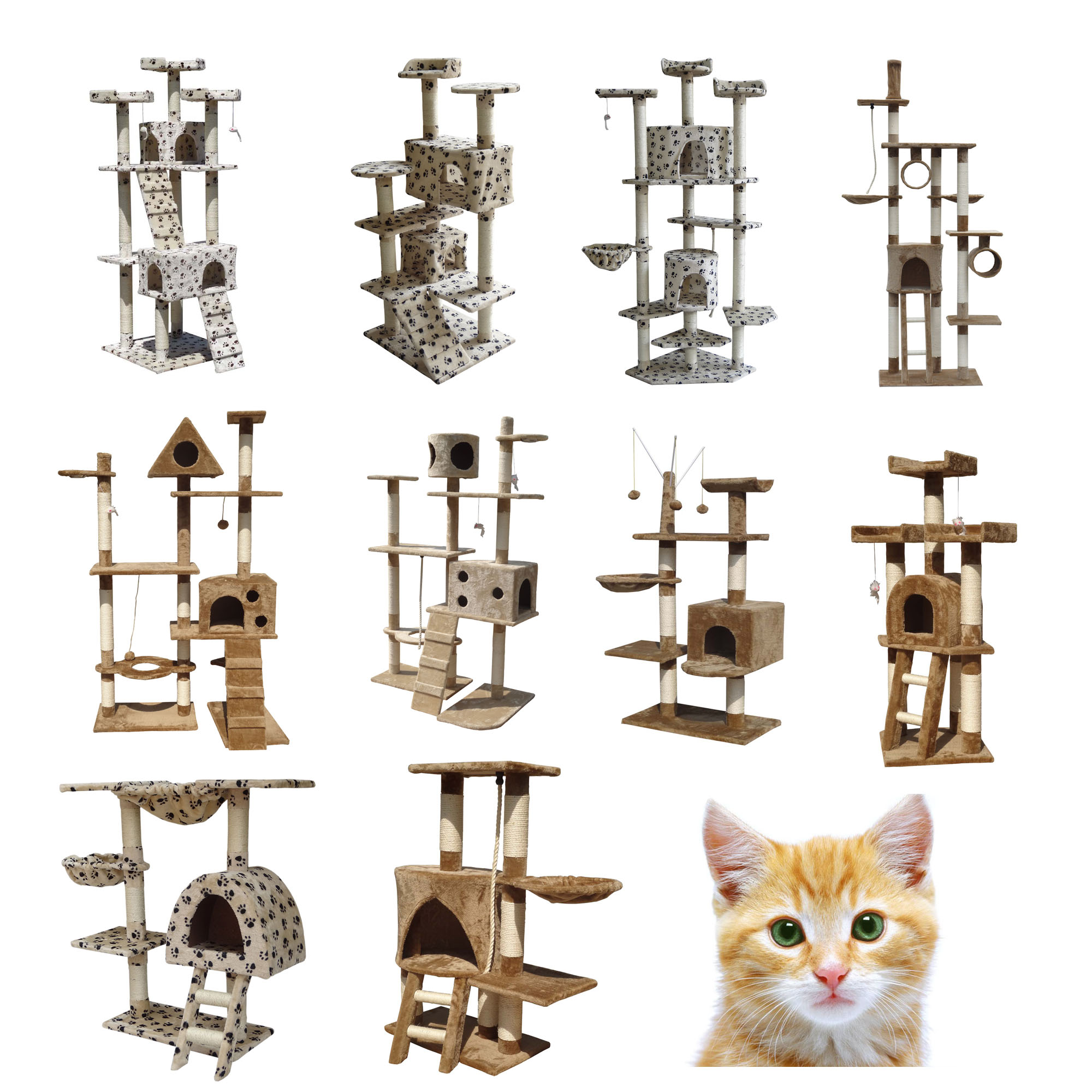 Kitten Cat Tree Scratcher Scratching Post Sisal Climbing Toy Activity